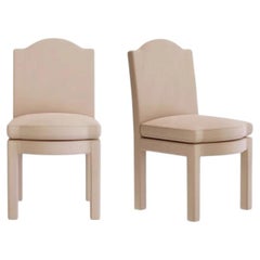 Pair of Leo Dining Chairs, Rose Linen