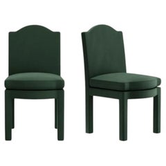 Pair of Leo Dining Chairs, Olive Linen