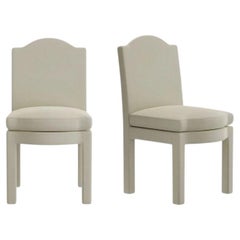 Pair of Leo Dining Chairs, Nougat Boucle