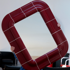 Lola Modular Mirror - Deep Burgundy High-Gloss Ceramic-Inspired Finish