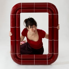 Miroir modulaire Portalito - Finition « Deep Burgundy » brillante d'inspiration céramique