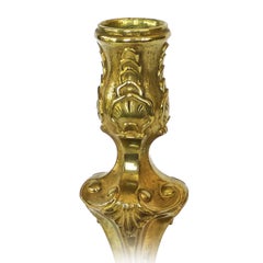 Beautiful English Bronze Rococo Style Single Candlestick