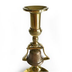 Single English Brass Tavern Candlestick with Bell