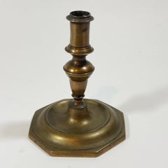 Single 17th Century Spanish Brass/Bronze Candlestick