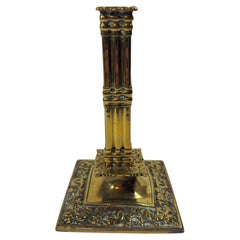 Single 17th century Huguenot Brass Silver Form Cluster Column Candlestick