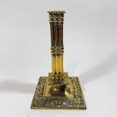Single 17th century Huguenot Brass Silver Form Cluster Column Candlestick