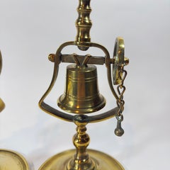Pair of 19th century Victorian English Brass Tavern Candlesticks with Bells