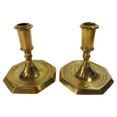 Rare Pair of 17th century Danish Brass Candlesticks
