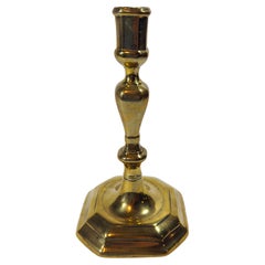 Single 18th Century French Silver Form Brass Candlestick