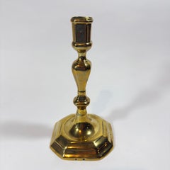 Single 18th Century French Silver Form Brass Candlestick
