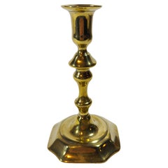 Single 18th Century English Queen Anne Brass Candlestick