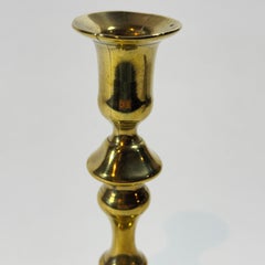 Single 18th Century English Queen Anne Brass Candlestick