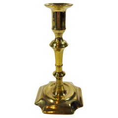 Single 18th Century English Queen Anne Brass Candlestick