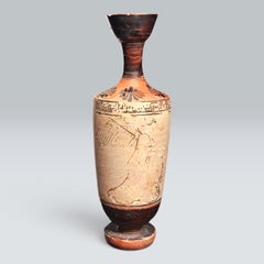 Attic Black-Figure White Ground Lekythos, Classical Greek, circa 500 - 475 BC