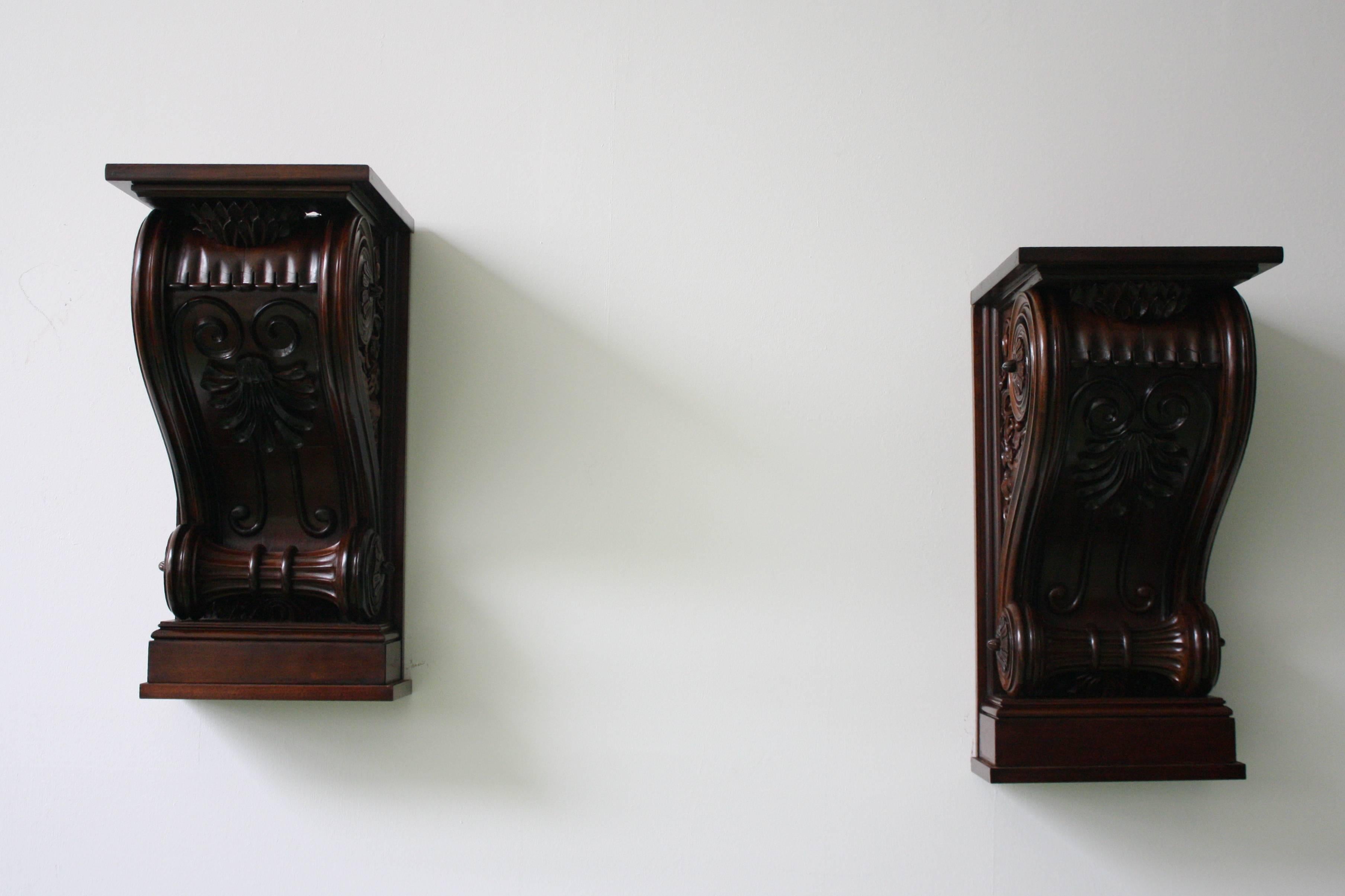 19th Century, Austrian Carved Wall Consoles or Pedestals In Good Condition For Sale In Wels, AT