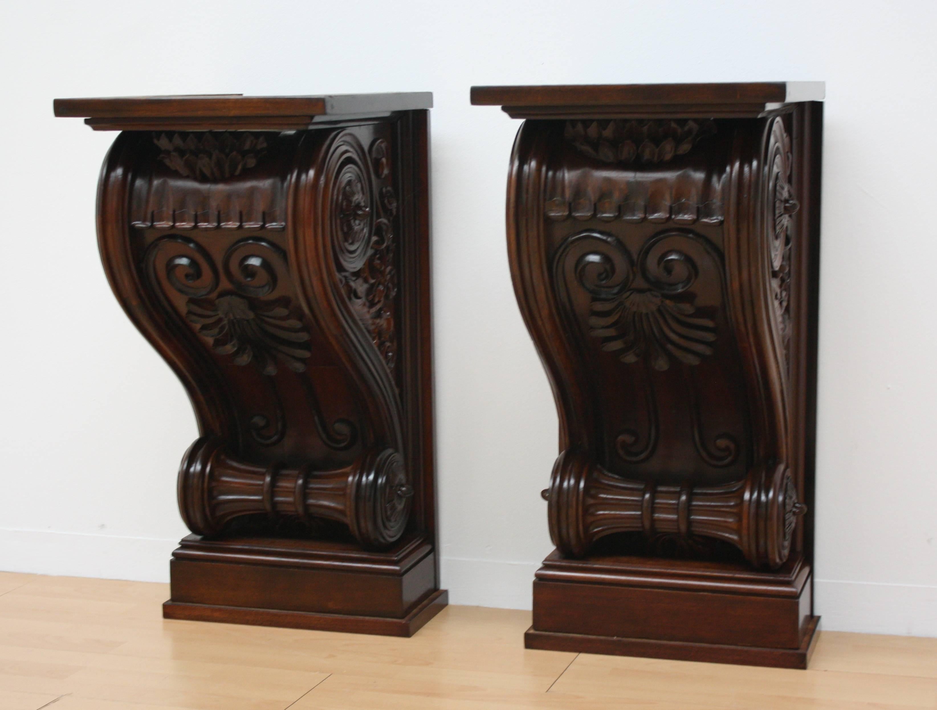 Late 19th Century 19th Century, Austrian Carved Wall Consoles or Pedestals For Sale