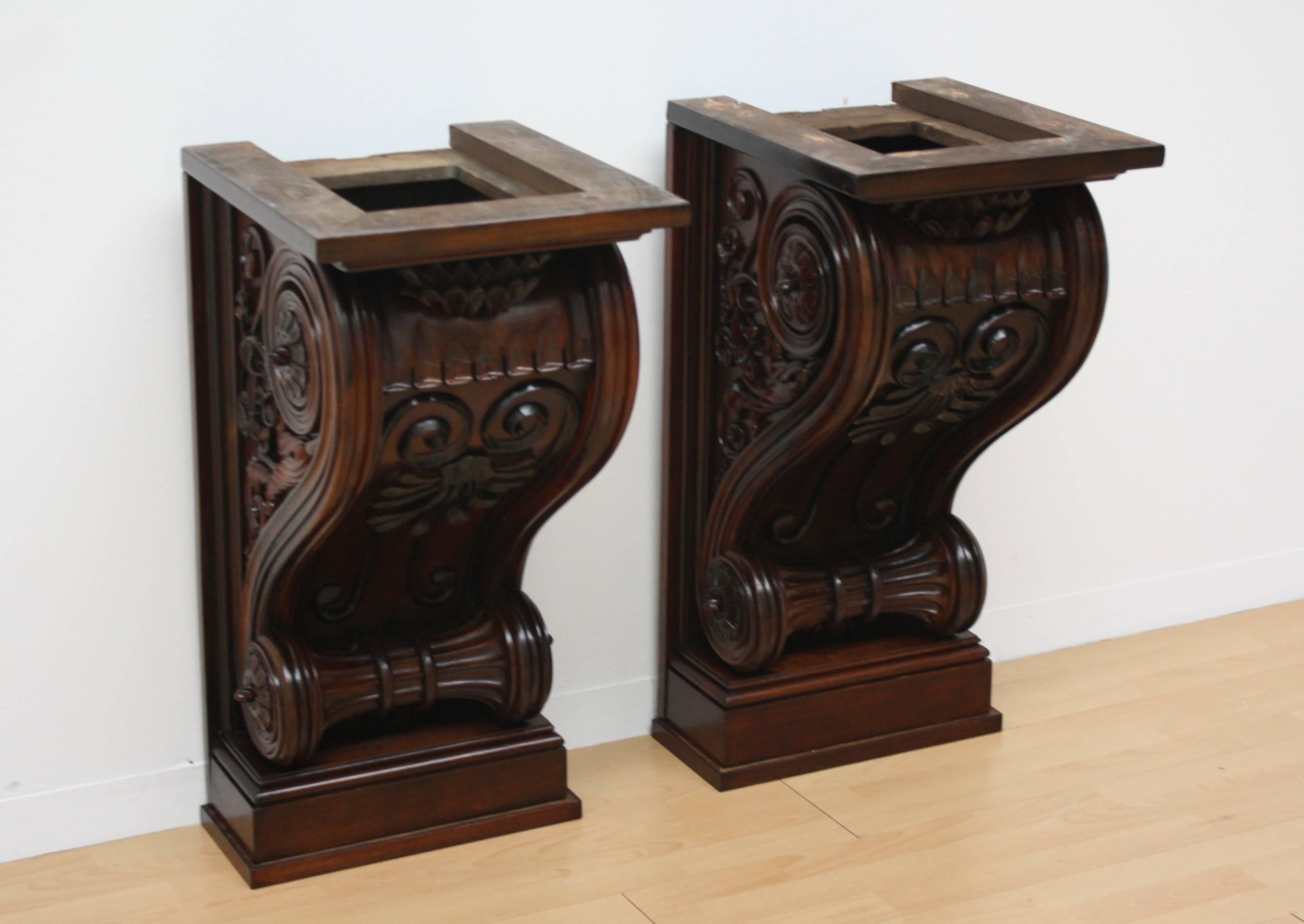 19th Century, Austrian Carved Wall Consoles or Pedestals For Sale 1
