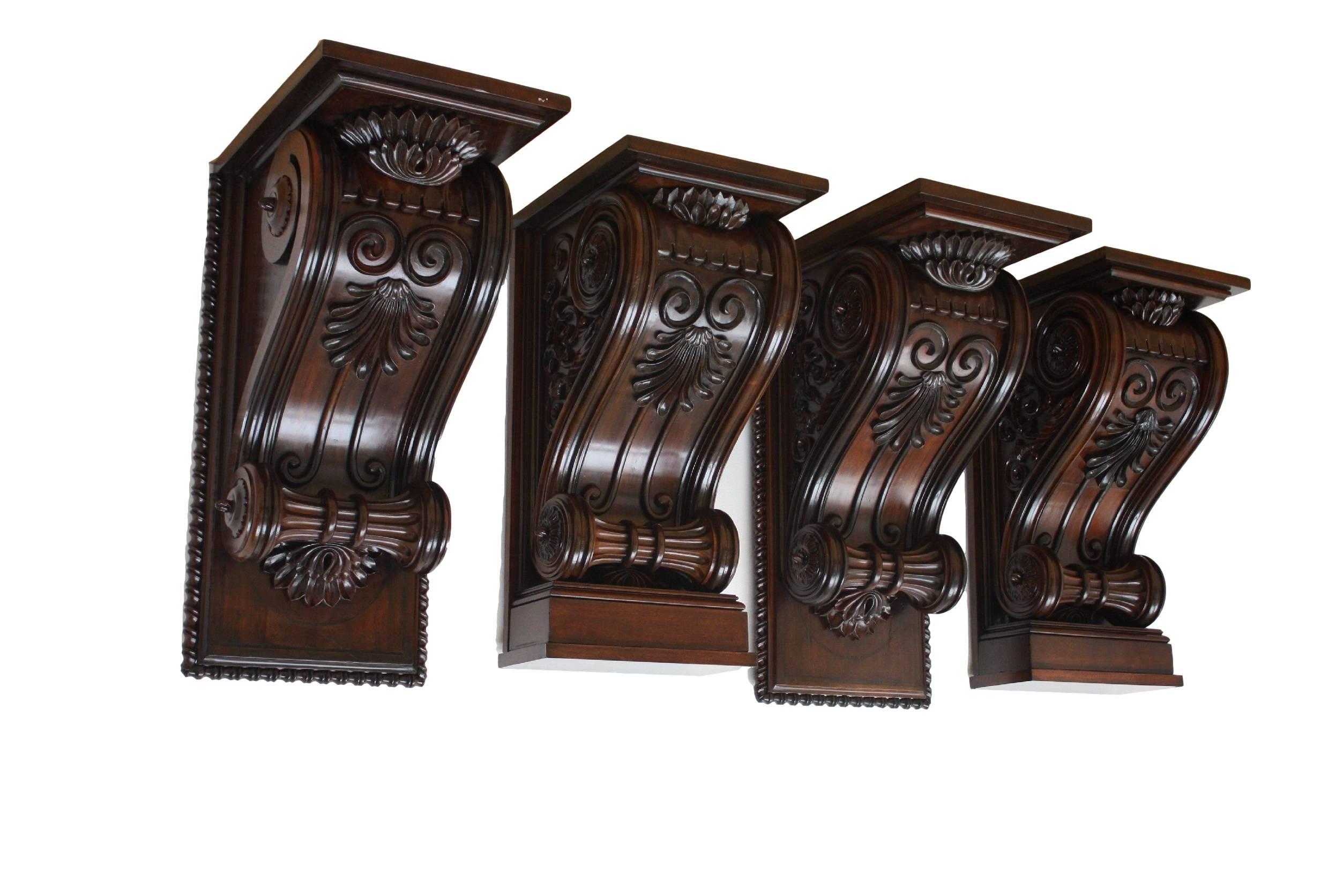 Victorian 19th Century, Austrian Carved Wall Consoles or Pedestals For Sale