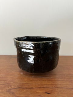 Jet Black "Yaki" Chawan / Tea-bowl Wheel-thrown Pottery