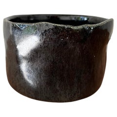 Jet Black "Yaki" Chawan / Tea-bowl Wheel-thrown Pottery