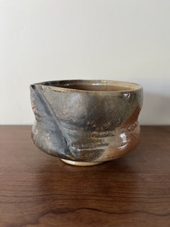 Wheel-Thrown Chawan/Tea Bowl, Carbon Trap Shino Glaze, Ceramic Stoneware Bowl