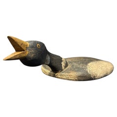 Folk Art Flat Bodied Hissing Duck Decoy