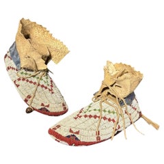 Pair of Plains Fully Beaded Ceremonial Moccasins, circa 1890–1910