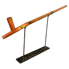 Exceptional Great Lakes Pipe with Twist-Carved Ash Stem and Pewter Inlay