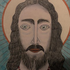 Stephen J. M. Palmer, Sacred Heart of Jesus, Outsider Art Watercolor