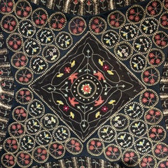 Exceptional Early American Folk Art Table Cover with Birds