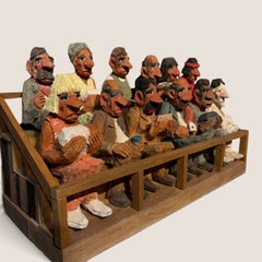 Jesse Gurule, Navajo Folk Art Courtroom Scene, Commissioned Two-Piece Carving