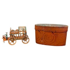 Dated 1831 Handmade Toy & Painted Bentwood Storage Box