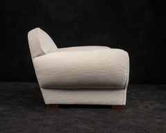 Christian Krass, coppia di poltrone Art Déco francesi, anni ’30, in ciniglia bianco sporco