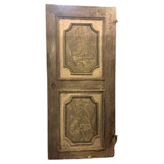 Poplar wood door lacquered and painted, dusty grey, Italy