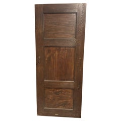 Antique Simple wooden interior door, single leaf carved with squares, Italy