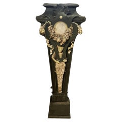 Colonne décorative ancienne en bois sculpté et laqué, XIXe siècle