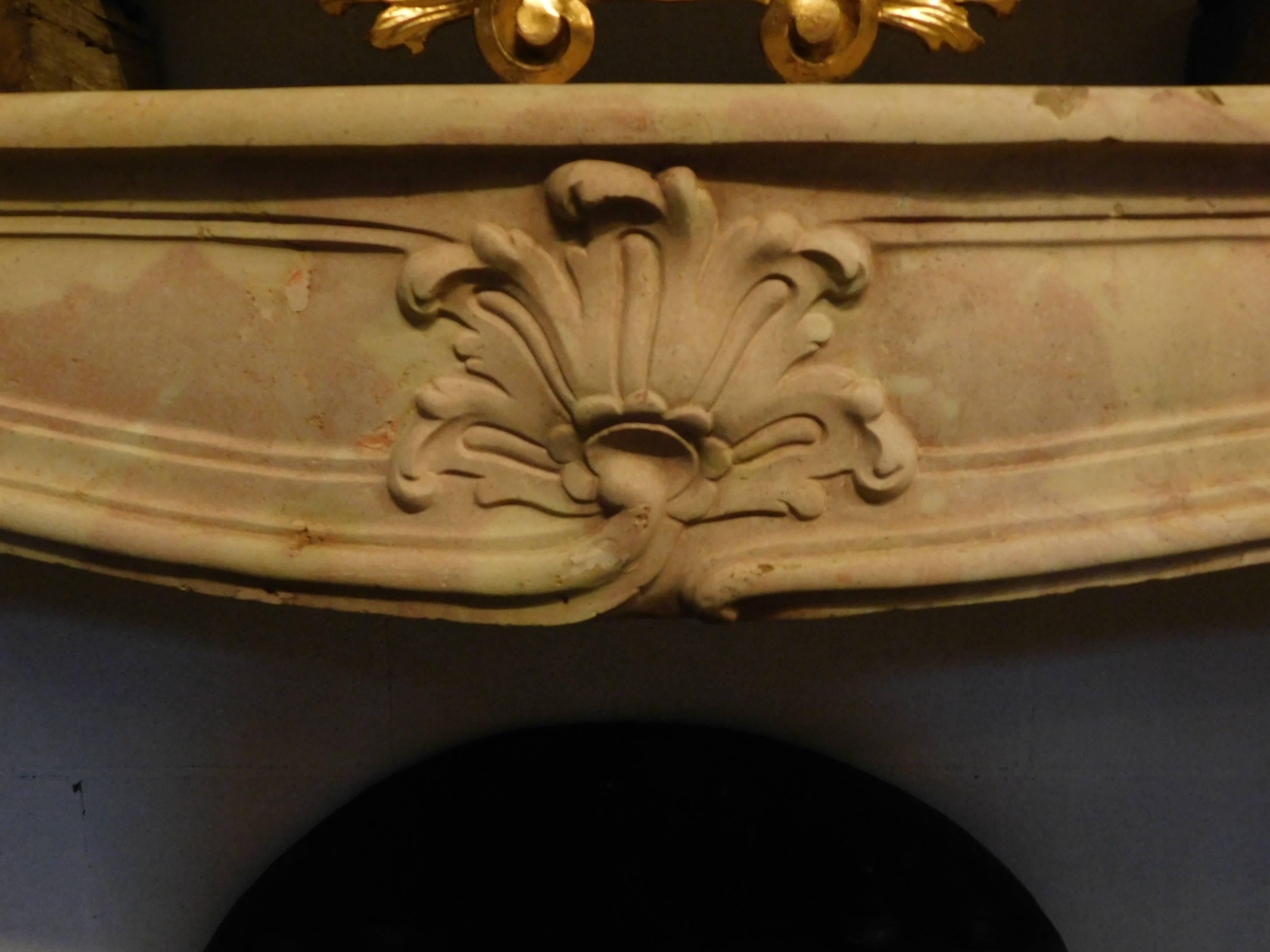 18th century borgogna's stone fireplace mantel.