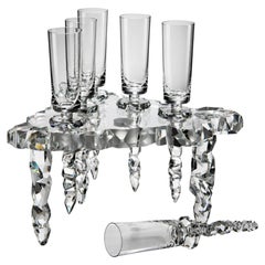 Elegant ‘Ice’ Crystal Champagne Flutes, Modern Art