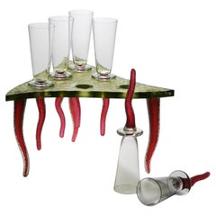 Juego de copas de champán de estilo bohemio hechas a mano, con un diseño moderno y orgánico