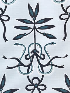 Emily Spinach Hand-Printed Wallpaper: Alice Blue