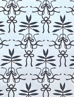 Emily Spinach Hand-Printed Wallpaper: Alice Blue