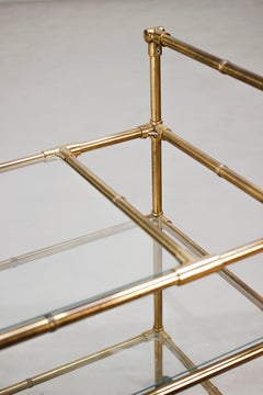 Mid-Century Modern Brass Faux Bamboo Bar Cart, 1970s