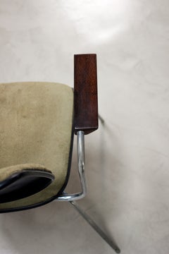 Fauteuil de bureau de style « Mid-Century Modern » en métal et palissandre, signé Giroflex, années 1970