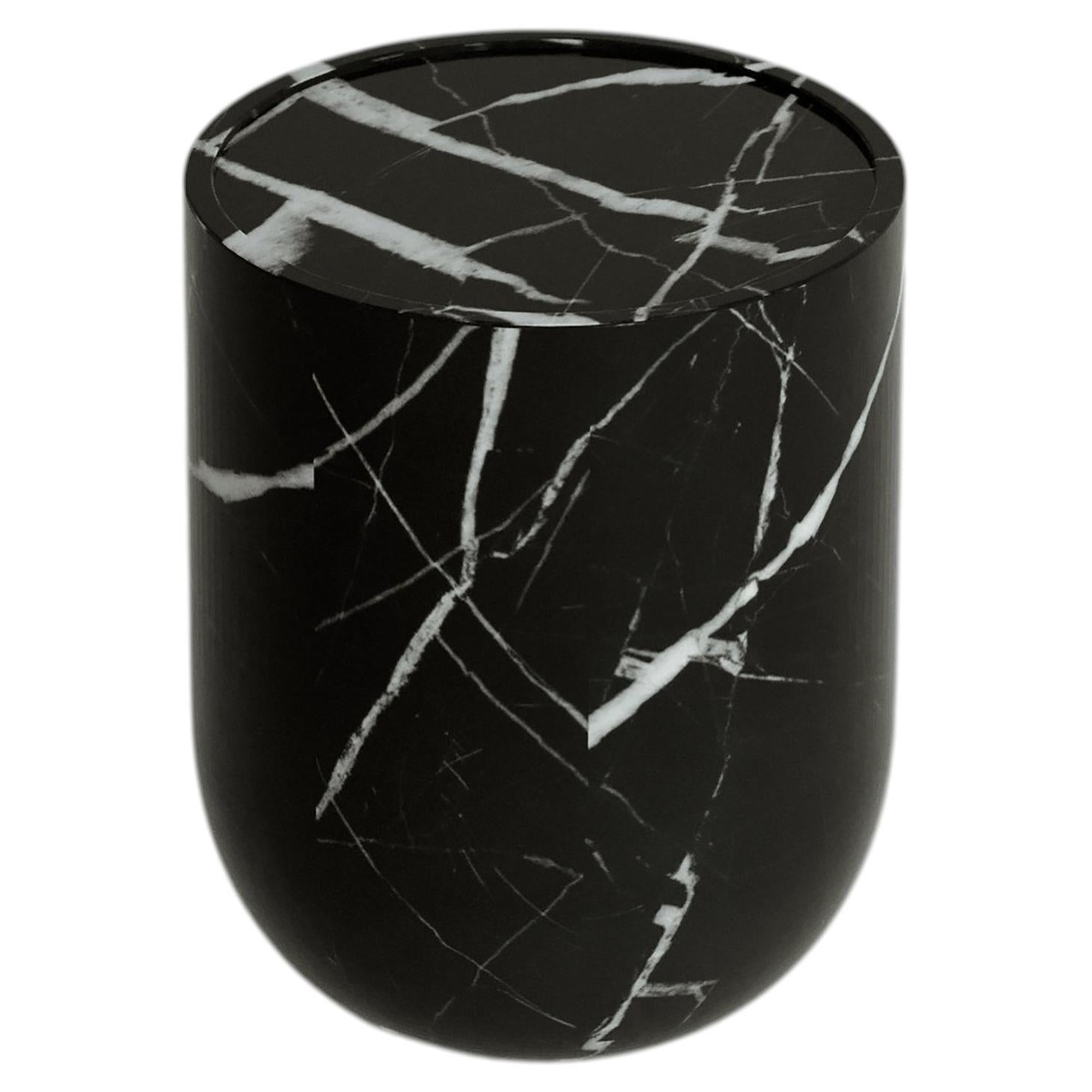 Table d'appoint en marbre Marquina noir, design moderne