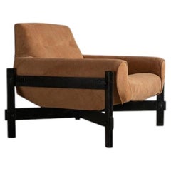 Percival Lafer MP-29 Armchair in Black Jatoba Wood and Caramel Suede, 1960s