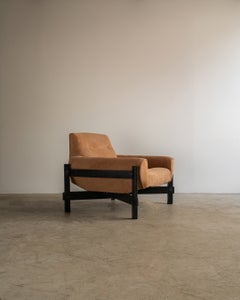 Percival Lafer MP-29 Armchair in Black Jatoba Wood and Caramel Suede, 1960s