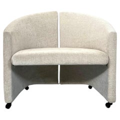 Mid-Century Modern Saporiti Italia Armchair on Casters, Fabric