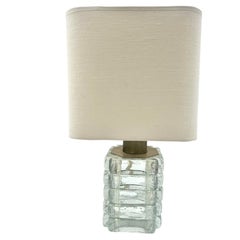 Mid-Century Modern Murano Glass Table Lamp with Chrome Base, 1970s