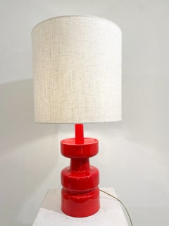 Mid-Century Modern Ceramic Table Lamp, Red, Italy, 1980, 41" Height
