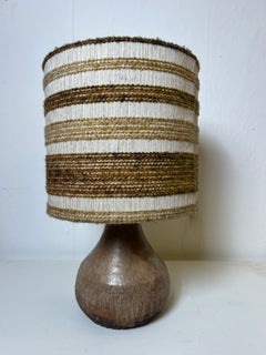 Scandinavian Mid-Century Ceramic Table Lamp, Original Shade, 1970s
